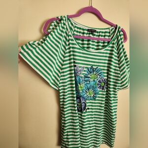 Ava & Grace striped floral top XL/1X NWT